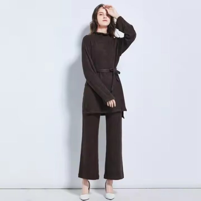 2020 New Style Women's Sweater Sets Cashmere Sweater With Belt