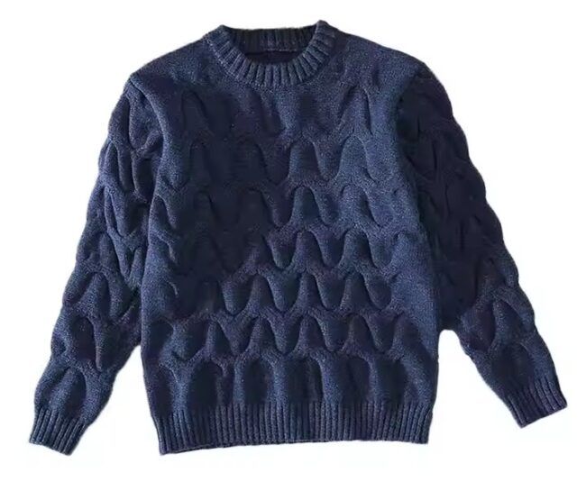 P18B119TR children's boy cotton o neck cable knit sweater - Image 3