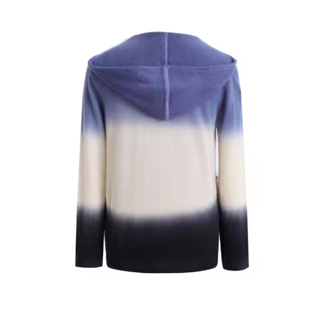 Custom Women Cashmere Wool Dip Dye Zip Cardigan Hoodie Knit Jumper - Image 3