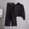 Winter 2023 Plus Size Ladies Sweater Wool Cashmere Knit Trousers and Sweater Two Piece Set - Image 3