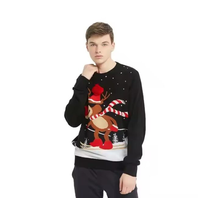 ugly knitted Christmas design acrylic jumper reindeer Christmas sweater Xmas sweater - Image 3