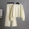 Winter 2023 Plus Size Ladies Sweater Wool Cashmere Knit Trousers and Sweater Two Piece Set - Image 2