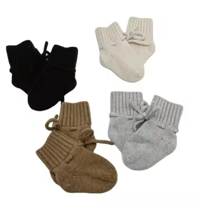 FA Winter Custom Newborn Baby Knitted Cashmere Socks Knit Wool Shoes Undyed Eco Sock booties Warm Comfortable