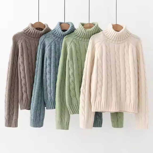 P19B008EL OEM 2021SS ladies wool cashmere sweater knitted turtleneck jumpers sweater for women