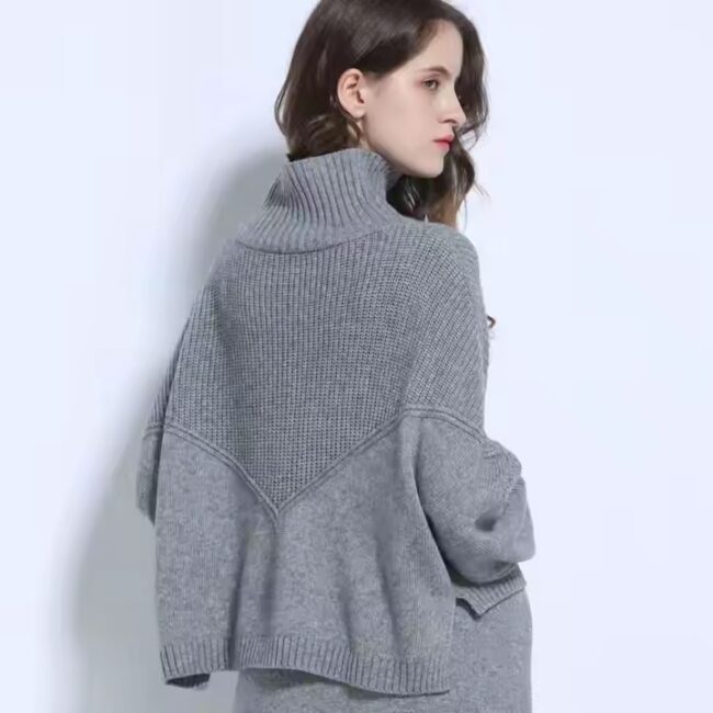 2020 New custom oversized High Quality Knitwear cashmere Sweater Sets For Women - Image 2