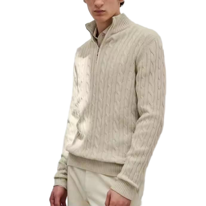 Classical style big cable knit cashmere men sweater